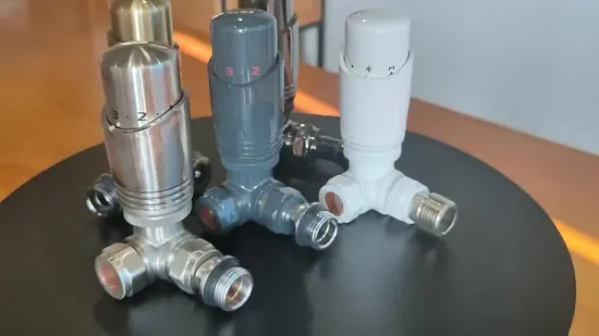 Комплект термостатического радиаторного клапана с полированным и хромированным покрытием ТРВ со стопорным клапаном и угловым типом головки ТРВ